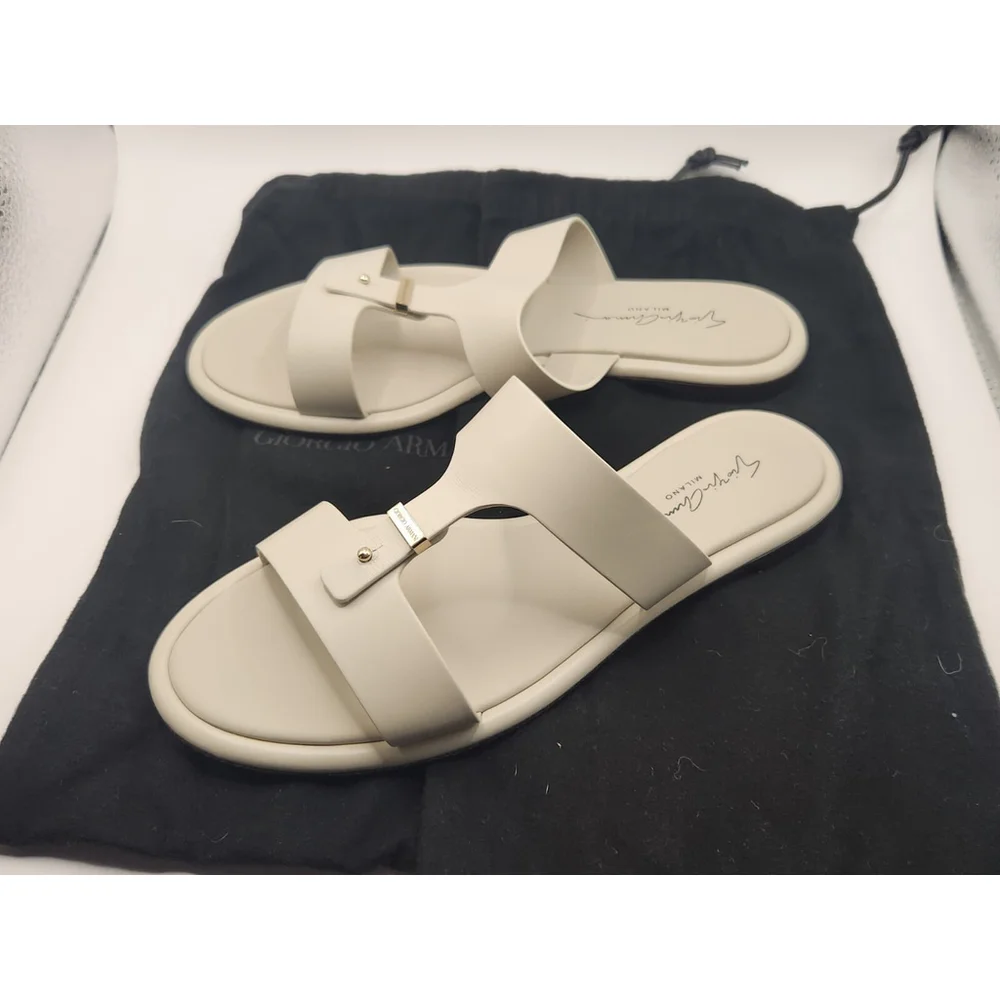 Giorgio Armani Flat Leather Sandals - New With Box
